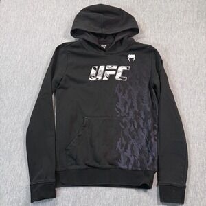 UFC Hoodie Women M Black Pullover Graphic Athletic Venum Cotton Blend